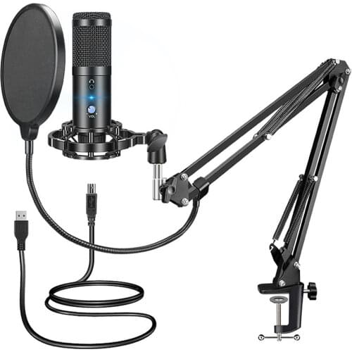 Profession studio Condenser Microphone for Computer Vocals Recording with Stand USB Microphone for Stream Vocal Voice Karaoke