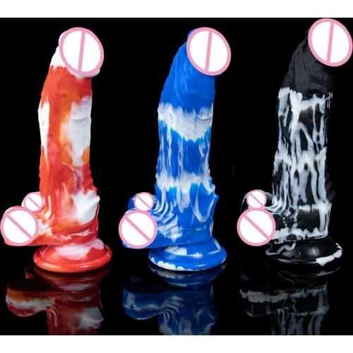 Realistic Colorful Dildo Huge Penis Big Dick Liquid Silicone Suction Cup Dildo Vagina Anal Masturbation Adult Sex Toys For Women