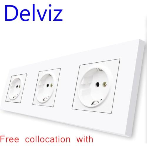Delviz EU Standard Power Outlet, New type Multiple Conjoined cover Panel, Double USB Socket, DIY Combination Wall Light Switch