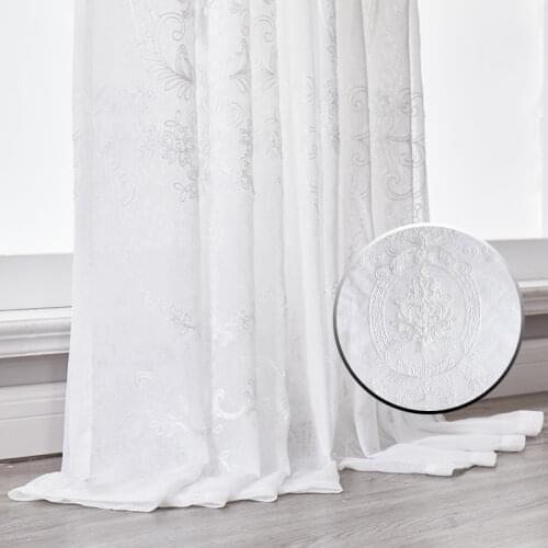 White Embroidered Sheer Tulle Curtain For Living Room Bedroom White Voile Curtains fabric Drapes For Window Screening Blinds