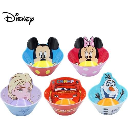 Disney Cartoon Princess Elsa Olaf Cute Bowl Mickey Mouse Silicone Placemat Kids Minnie Mouse Baby Feeding Bowl Set Melamine