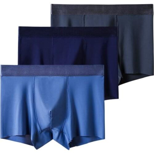 3PCS/Lot men Underwear Seamless Men Boxers Dark Color Summer Cool Silk Boxer Nylon Thin U Convex 3D Pouch Shorts for men L-3XL