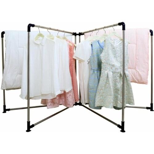 Indoor Outdoor Home New Blue 1 Pcs 4 Fold Folding Clothes Horse Airer Laundry Rack Washing Drying Stable Clothes hanger DQ0533