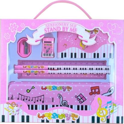 High quality Music Piano Note Pencil Ruler earser Sharpener 7 in 1 Stationery Set Boys Girls