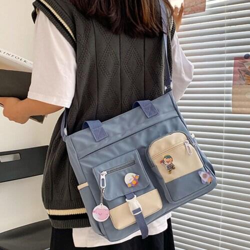 Multi-pocket Kawaii Women school bag Fashion Simple Japanese college students shoulder bag tote bags messenger book bags female