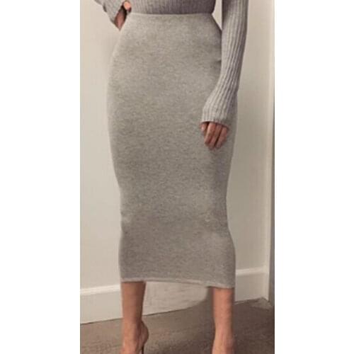 2021 Fashion Women High Waist Midi Skirt Solid color Tube Office Lady Casual Skirts Stretch Pencil Long Cover Up Skirts