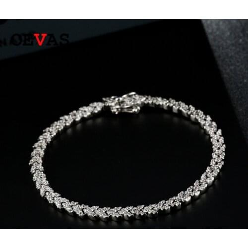 OEVAS 100% 925 Sterling Silver Sparkling High Carbon Diamond Wheat Ears Bracelet For Women Engagement Wedding Party Fine Jewelry