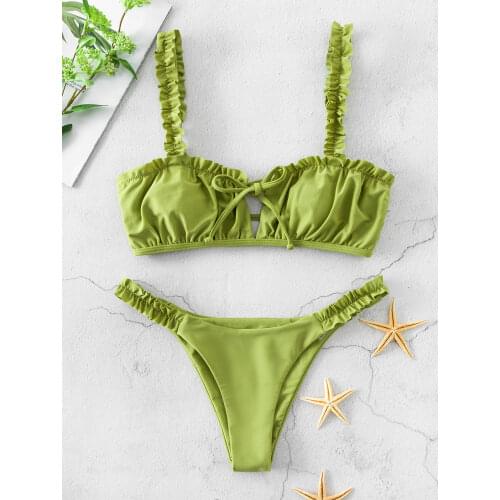 ZAFUL Plaid Sexy Women Bikini Set New Push Up Ruffles Padded Swimwear Bikini Hot Sale Women Bathing Suit Beachwear Swimming Suit