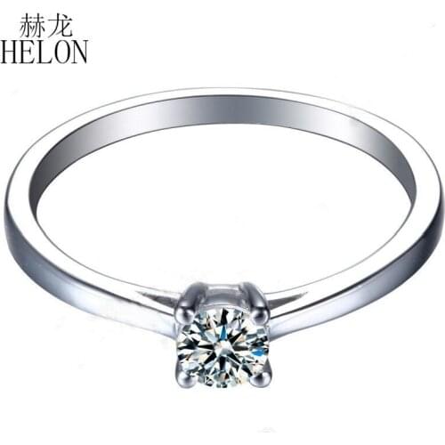 HELON Solitaire 3.8mm Round Moissanites Ring Sterling Silver 925 Moissanites Engagement Wedding Rings For Women Fine Jewelry