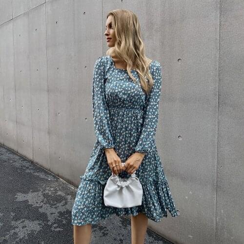 Платье Spring Autumn Vintage Square Collar Dresses For Women 2021 Fashion Floral Print Robe Femme Sweet A-Line Midi Paty Dress