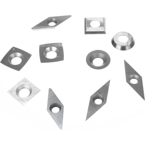 10Pcs/Set Carbide Inserts Diamond Square Round Square Arc Cutter Practical Blades For CNC Lathe Turning Tool Wood Working