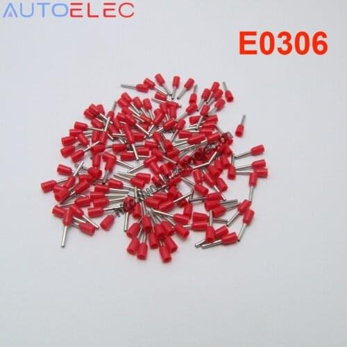 1000PCS AWG#24 E0306 Ferrule Terminal Cord End Terminal Copper Brass Wire Copper Insulated Crimp Connector Cord Pin End Terminal