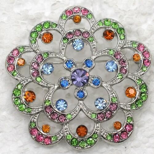 12pcs Wholesale Fashion Brooch Rhinestone Flower Pin brooches Jewelry Gift C101811
