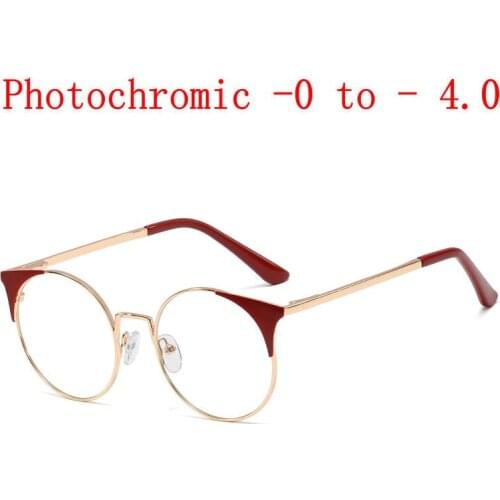 2020 Women Photochromic Finished Myopia Glasses Photosensitive Chameleon Anti-glare Change Color Lens Prescription Glasses NX