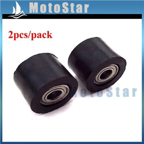 2x Motorcycle Rubber 10mm Black Chain Tensioner Pulley Roller Guide For Chinese Pit Trail Motor Dirt Bike