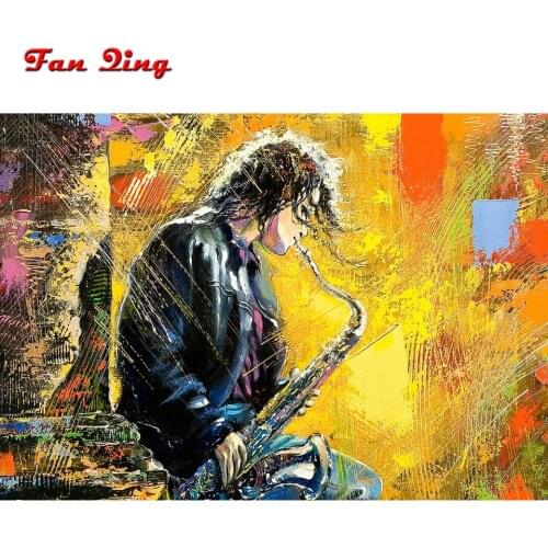 5d diamond mosaic color Musical Instrument Man diamond Embroidery mosaic pattern 5d diamond painting full drill square