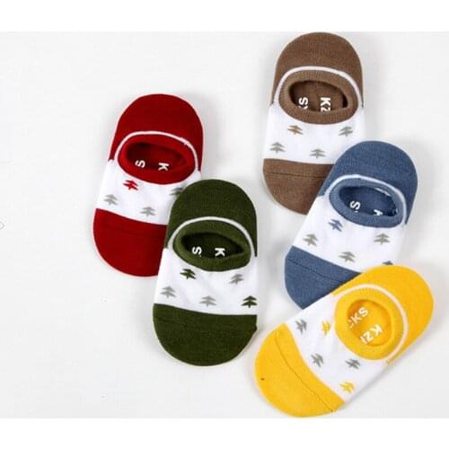 Kids short sock 2017 new summer 5 pairs/lot cotton children socks 1- 9 year tree pattern invisible boat socks baby socks