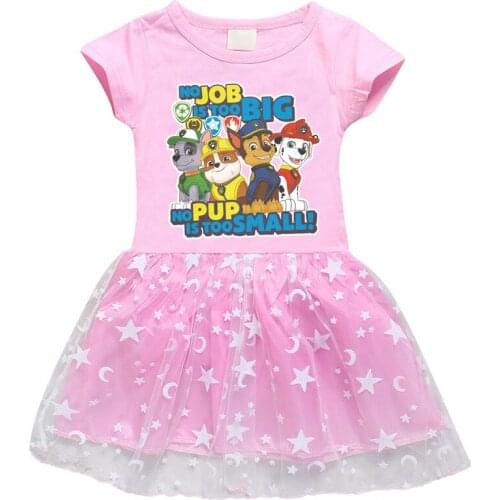 PAW PATROL Girls Cartoon Dress Toddlers Princess Summer Short Sleeve Dresses Children Vestidos Kids PAW PATROL Clothes