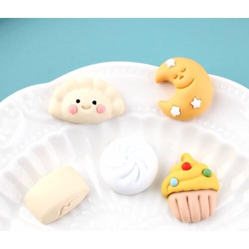 DIY Jewelry Findings 10pcs 20mm Kawaii Food Cupcake Steamed Bun Dumplings Resin Cabochons Ornament Accessory Cameo Beads Patch