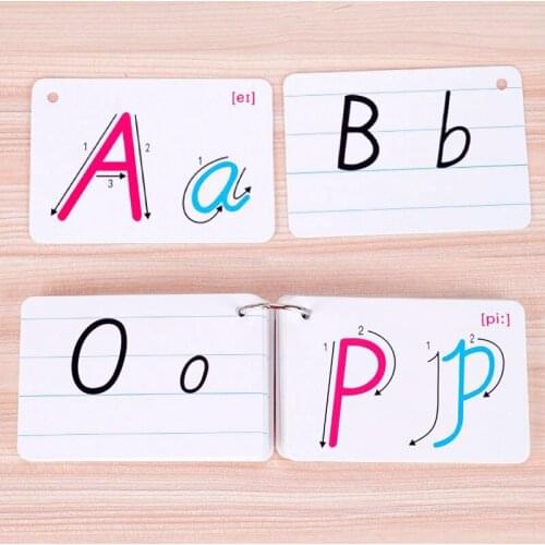26 Letter English Flash Card Handwritten Montessori Alphabet Early Learning Educational Toy For Children Kids Gift With Buckle