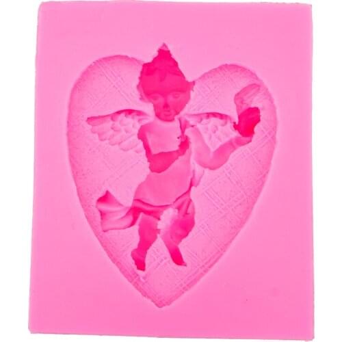 Love Shape Baby Angel Playing DIY cooking soap mold wedding cake decorating silicone mould baking fondant tools F0538