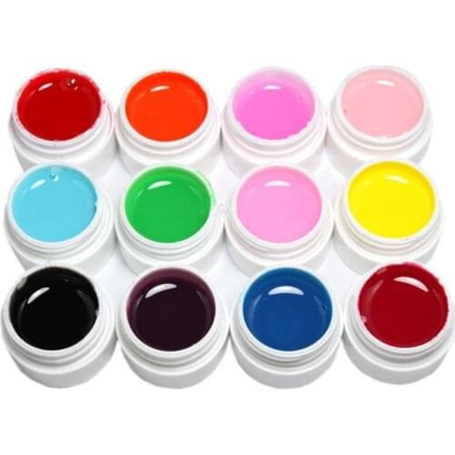 HOT 12 Pcs Mix Pure Solid Color UV Builder Gel Set for Nail Art False French Tips