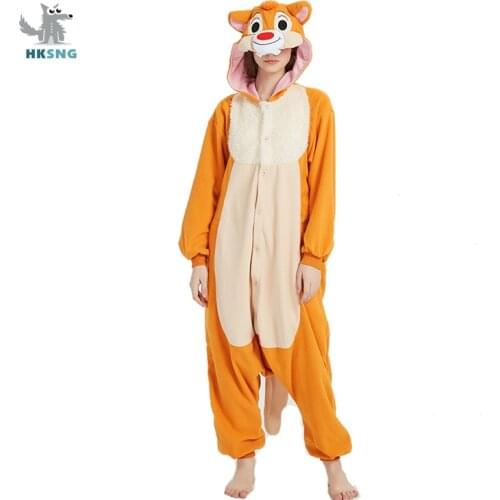 HKSNG Unisex Adult Animal High Quality Chipmunk Onesie Kigurumi Brown Squirrel Costumes Pajamas Christmas Gift