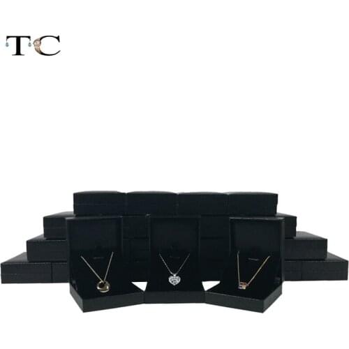 25pcs/lot Jewelry Pendant Box High Quality Jewelyr Box Black Leatherette Earrings Gift Box 6.5*8*2.8cm