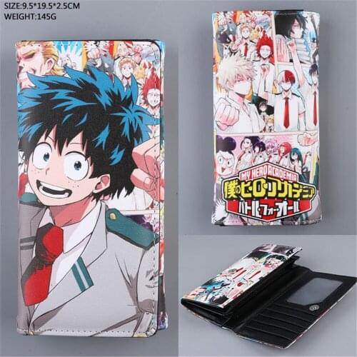 Anime My Hero Academia PU Wallet Button Card Holders Layers Cute Purse Boys Girls Students Leather Coin Cosplay Moneybag