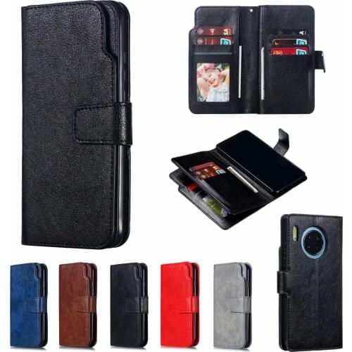 Leather nine card Case For Huawei P40 P30 P20 P10 P9 P8 Pro Lite Honor 8 9 A Lite Mate 20 30 Flip Wallet Cover Cases