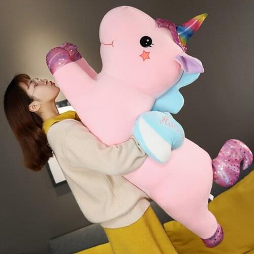 KUY Hot 2020 New Soft Huggable Lovely Rainbow Kawaii Unicorn Plush Toy Giant Stuffed Animal Doll Fly Horse for Child Girls Gift