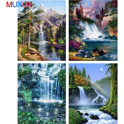 Muxun Full Square Round Diamond Painting Landscape Spring 5D Diamond Embroidery Mosaic Cross Stitch Winter Home Decor Gift Rp649