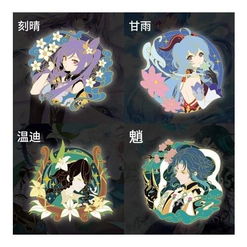 2021NEW Genshin Impact Venti Keqing Xiao Ganyu Anime Cosplay Metal Badge Button Brooch Pins Collection Medal Pendant Souvenir