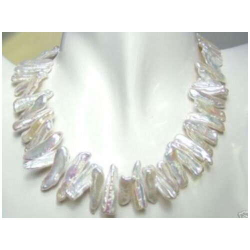 Charming Wedding Birthday Pearl Jewelry Abnormal Shape White Freshwater Pearl Necklace 17 Inches Fashion Ladys Jewelry