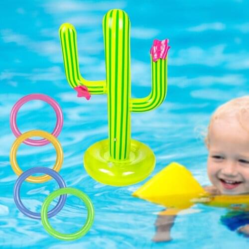 Outdoor Swimming Pool New PVC Inflatable Cactus Ring Toss Game Set Floating Pool Toys Beach Party Supplies Party Ice Bar Travel