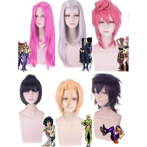 Cos Gift JOJO Golden Wind Cosplay Wig Leone iavolo KING Trish Spice Bruno Fugo Narancia Wig JOJOs Bizarre Adventure Cosplay Wig