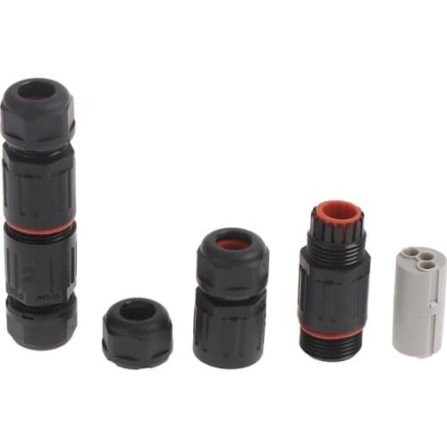 IP68 Industrial Electrical Waterproof Wire cable Connector 2 pin 3 pin Outdoor Plug Socket Straight Quick Screw Connection