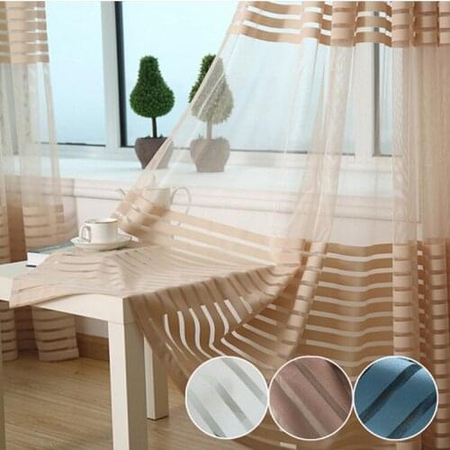 Curtains for Living Room Simple European Style Fine Knitting Stripes White Tulle Light Luxury American Style Dining Room Bedroom