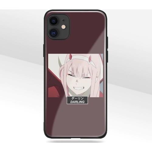 Zero Two 02 DARLING in the FRANXX Glass Silicone Phone Case FOR iPhone SE 6s 7 8 Plus X XR XS 11 12 Mini Pro Max Cover Shell