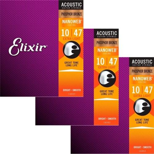 3 Sets Elixir Nanoweb Coating ANTI-RUST Phosphor Bronze Acoustic Guitar Strings
