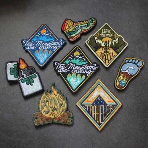Adventure Mountaineering Camping Scenery Travel Embroidery Patch Terrain Mountains Sunrise Tactical Chapter Backpack Cloth Patch