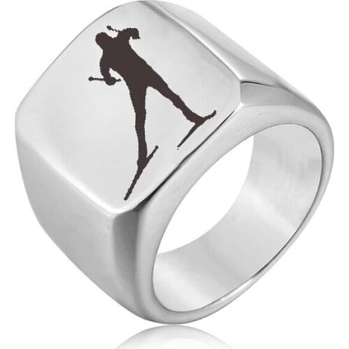 Ufine Fashion Square Ring Viking sign Titanium Steel Mens Ring Cast stainless steel symbol Rings jewelry R094