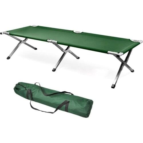 Outdoor Portable Folding Camping Cot Bed with Carry Bag Hiking Fishing Chair Bed 600D PVC Oxford Steel Frame