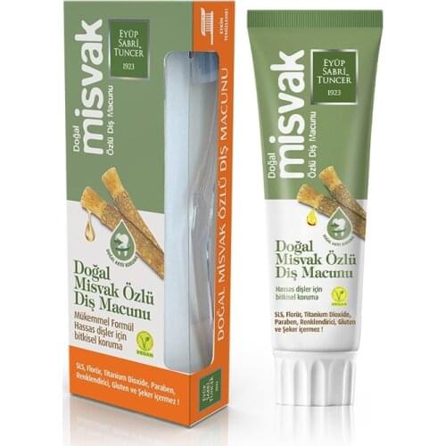 Vegan Natural Gluten Free Miswak Extract Toothpaste 75 ML Oral Hygiene Eyup Sabri Tuncer Turkish Brand %100 Original