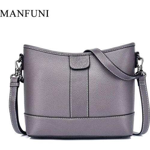 Fashion 2020 Bucket Women Handbag High Quality Genuine Leather Classic Ladies Crossbody Bag Black Blue Female Shoulder Bag Purse