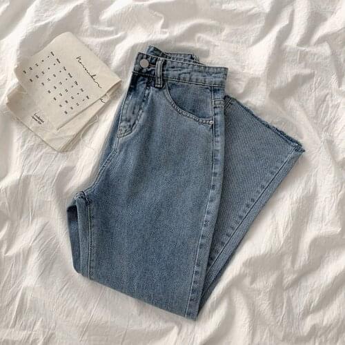 2021 New High Waist Blue Jeans Woman Spring Baggy Straight Denim Trouser Fashion Vintage Streetwear Pants