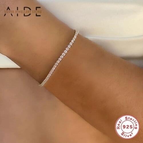 AIDE Luxurious 925 Sterling Silver Bracelets Fashion INS Tennis Bracelet for Women Fine Jewelry Couple Gift pulseras mujer