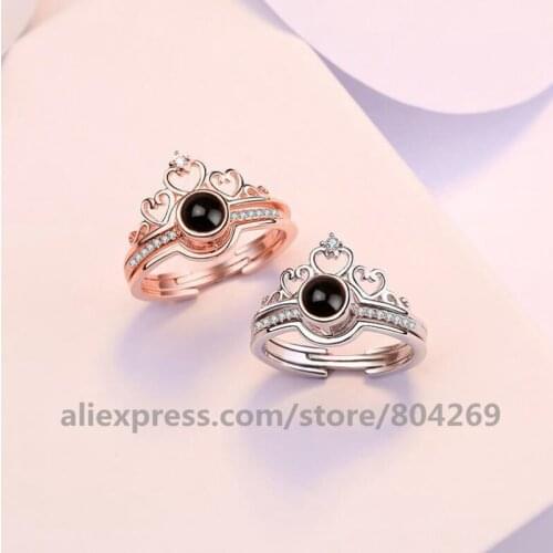 Female Ring 100 languages I love you Projection Ring Romantic Love Memory Wedding Ring Jewelry Hot Sale Ring