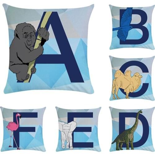Animal Letter 45*45cm Cotton Linen Throw Pillow Cushion Cover Car Home Decoration Sofa Decor Decorative Pillowcase CR009