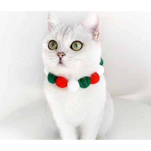 1pc Colorful Christmas Ball Cat Necklace Cute Macaron Adjustable For Puppy Kittens Necklace Pet Collar